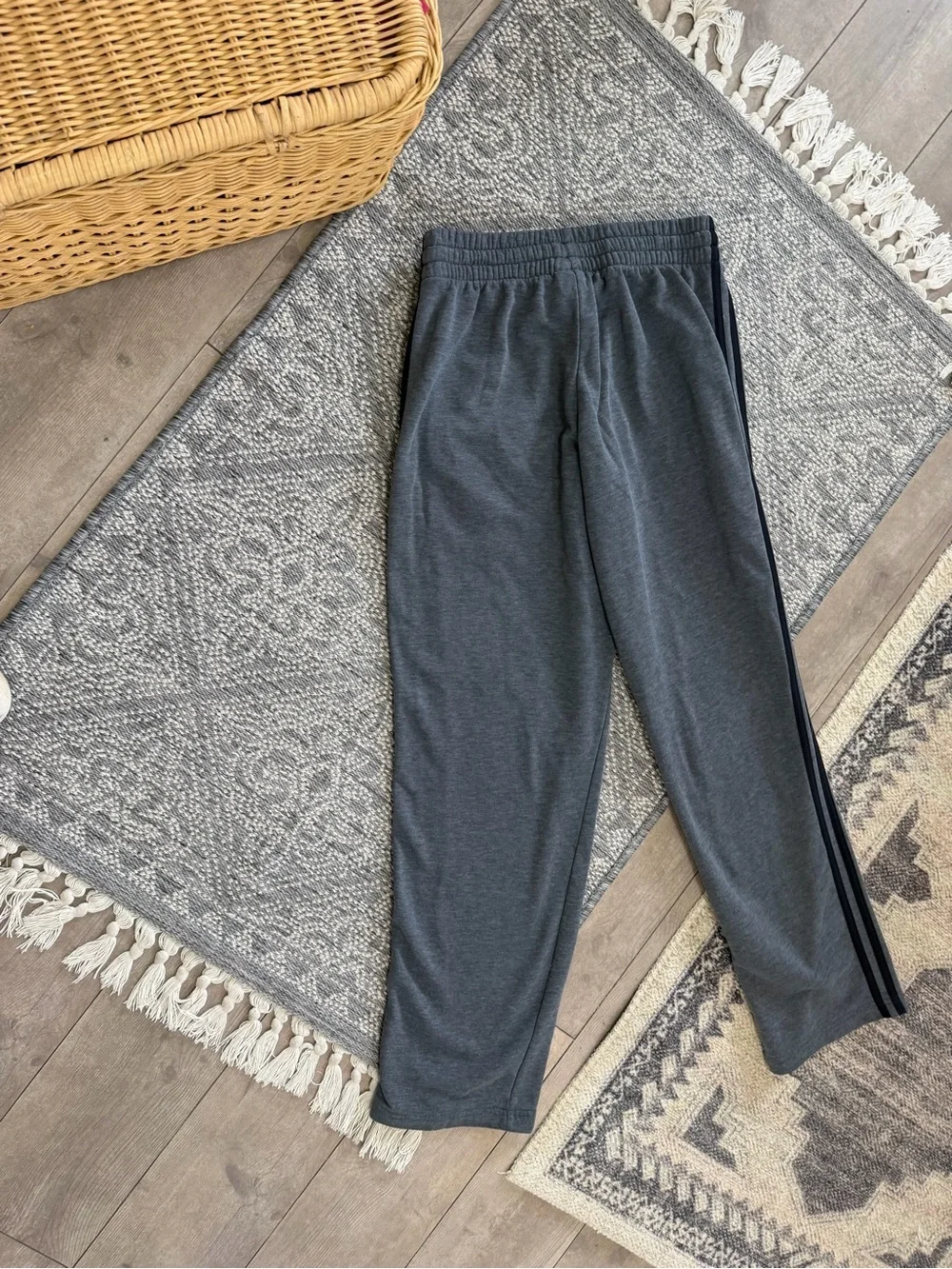 adidas Charcoal Gray Men's Joggers with Black Side Stripes Small *Flawed*